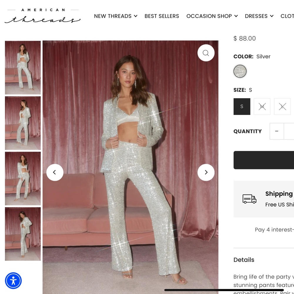 Sparkling Silver Sequin Pants